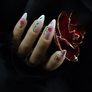 French rose press ons